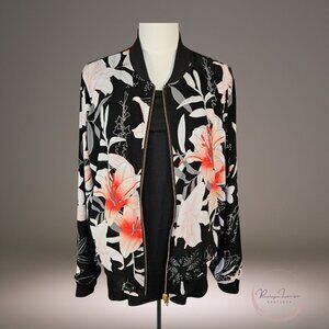 Reversible Floral Bomber Jacket – Black/Floral – Zip Front